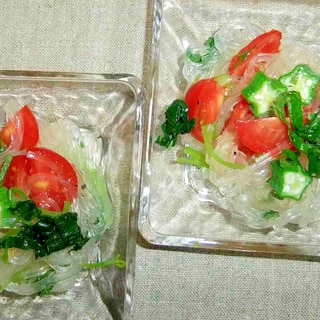 春雨と夏野菜のドレッシング和え